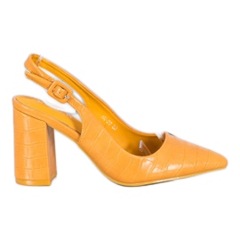 Comer Klassische Pumps mit offenem Absatz gelb