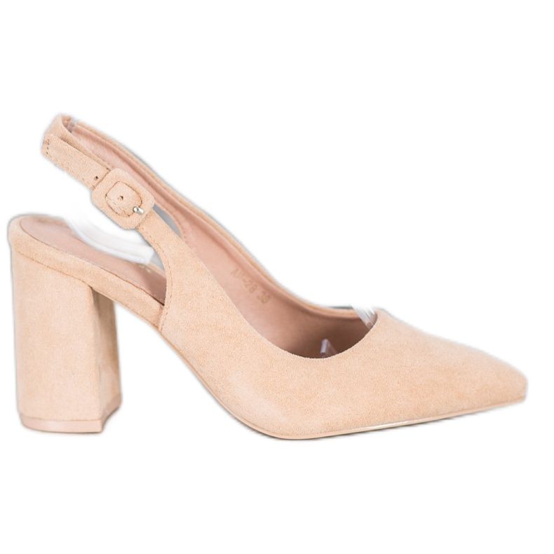 Comer Klassische Pumps mit offenem Absatz beige