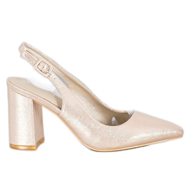 Comer Klassische Pumps mit offenem Absatz golden