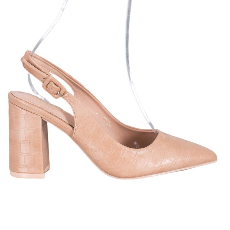 Comer Klassische Pumps mit offenem Absatz beige
