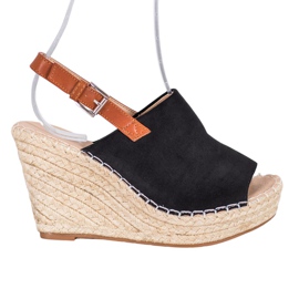 Small Swan Modische Wildledersandalen schwarz