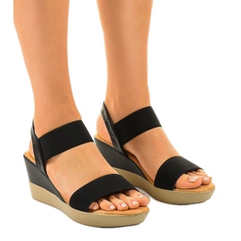 Schwarze Keilsandalen 9R170