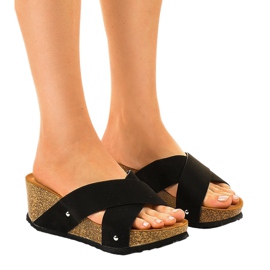 Schwarze GU53 Pantoffeln auf dem Keil