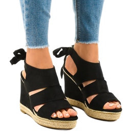 Schwarze Espadrilles-Keilsandalen 66-358