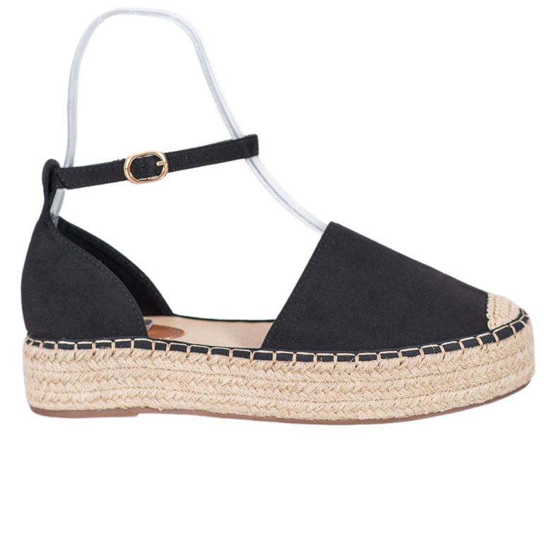 SHELOVET Espadrilles mit Schnalle schwarz