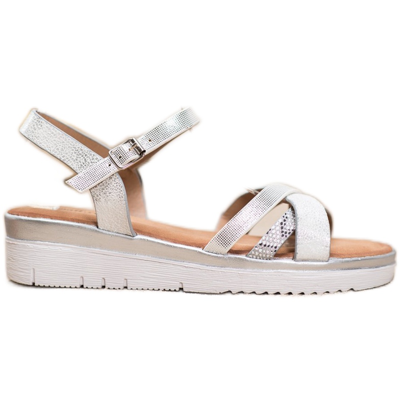 Small Swan Bequeme Sandalen mit Zirkonia grau