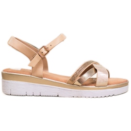 Small Swan Bequeme Sandalen mit Zirkonia golden