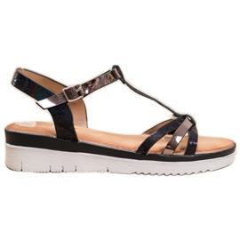 Small Swan Sandalen mit Holo-Effekt schwarz