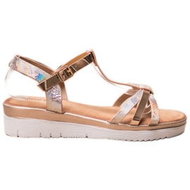 Small Swan Sandalen mit Holo-Effekt golden