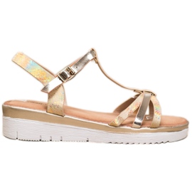Small Swan Sandalen mit Holo-Effekt golden