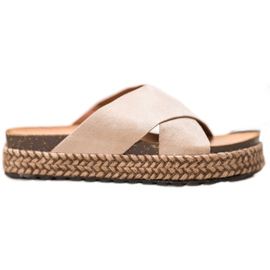 Comer Bequeme Hausschuhe auf der Plattform beige