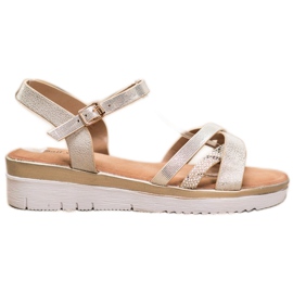 Small Swan Sandalen mit niedrigem Keil golden