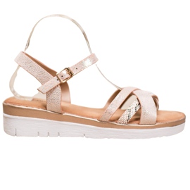 Small Swan Sandalen mit niedrigem Keil braun gelb