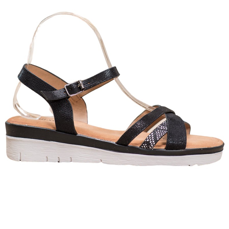 Small Swan Sandalen mit niedrigem Keil schwarz