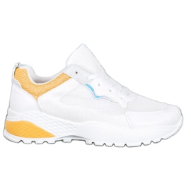 SHELOVET Sneakers mit leuchtend orangefarbenen Einsätzen weiß