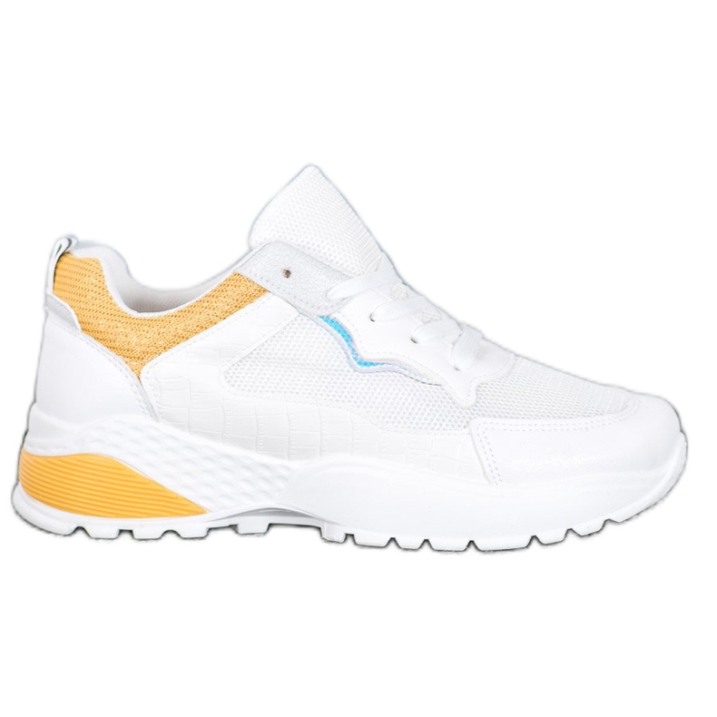 SHELOVET Sneakers mit leuchtend orangefarbenen Einsätzen weiß