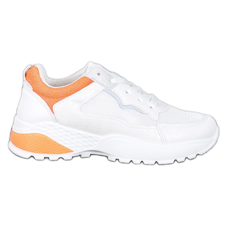 SHELOVET Sneakers mit orangefarbenen Einsätzen weiß