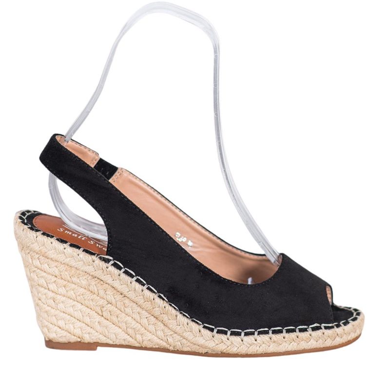 Small Swan Schwarze Sandalen auf einem hohen Keil