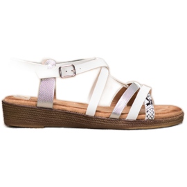 Small Swan Stilvolle weiße Sandalen grau