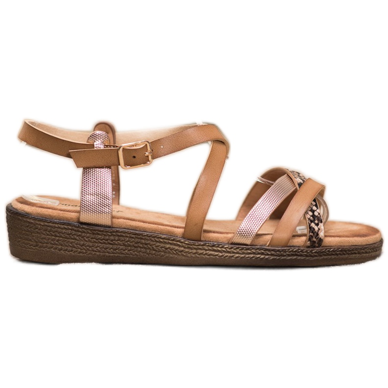 Small Swan Stilvolle braune Sandalen golden