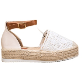 SHELOVET Modische Espadrilles mit Spitze weiß