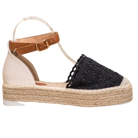 SHELOVET Modische Espadrilles mit Spitze schwarz