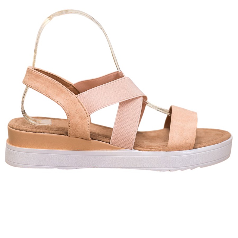 SHELOVET Pudersandalen mit Gummizug braun rosa