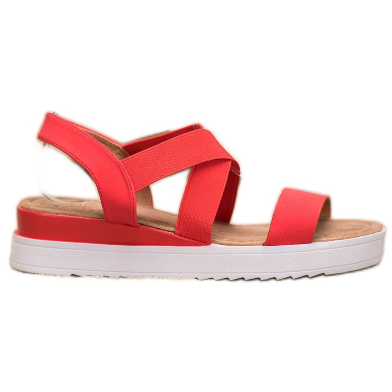 SHELOVET Rote Sandalen mit Gummizug
