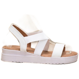 SHELOVET Weiße Sandalen mit Gummizug