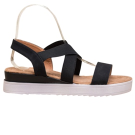 SHELOVET Schwarze Sandalen mit Gummizug