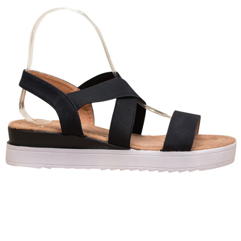 SHELOVET Schwarze Sandalen mit Gummizug