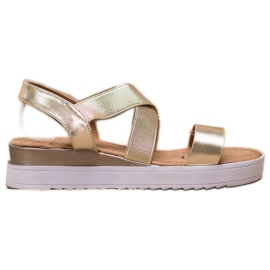 SHELOVET Goldene Sandalen mit Gummizug