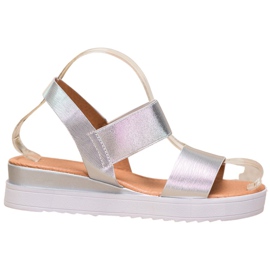 SHELOVET Silberne Sandalen auf der Plattform grau