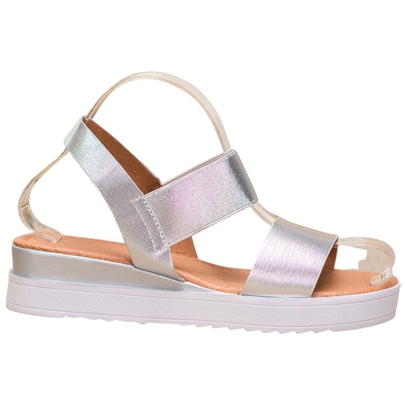 SHELOVET Silberne Sandalen auf der Plattform grau