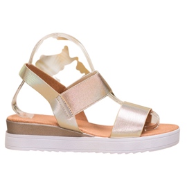 SHELOVET Goldene Sandalen auf der Plattform