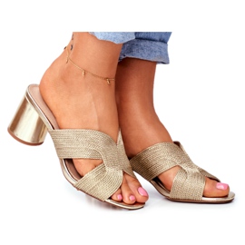 S.Barski Damen Hausschuhe auf der Ferse Slip Gold Guest golden