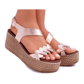 FRERY Damensandalen auf Keil-Plattform Champagner Aranda rosa