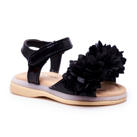 FRROCK Kindersandalen mit Klettverschluss Leuchtend Schwarz Milena