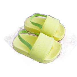 FRROCK Kinder Hausschuhe für Mädchen Brokat Lime Rimia gelb