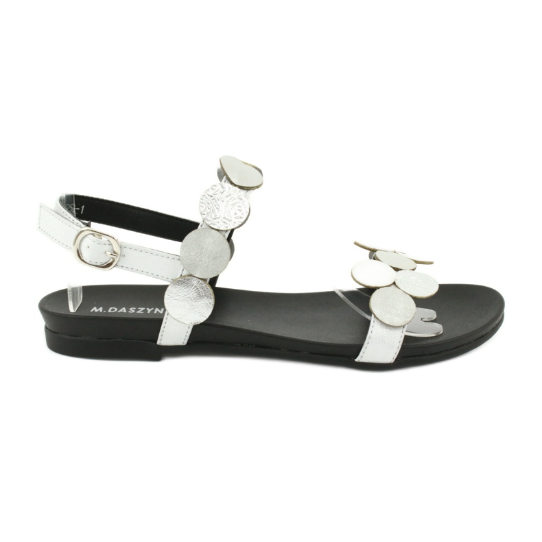 M.Daszyński Daszyński MR1958-1 silberne Sandalen mit Kreisen silber-