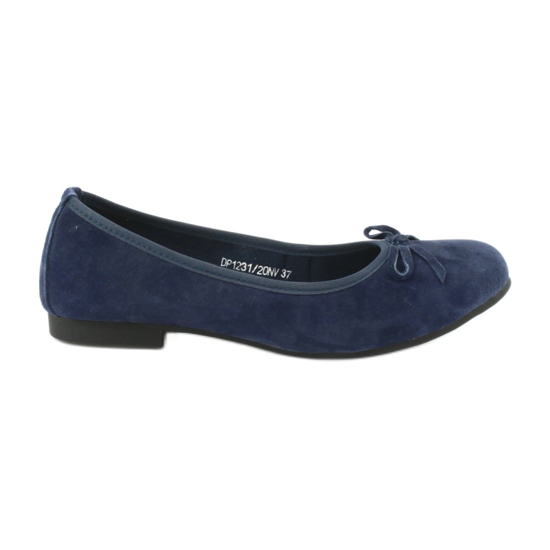 Filippo Marineblaue Lederballerinas mit Schleife DP1231 / 20