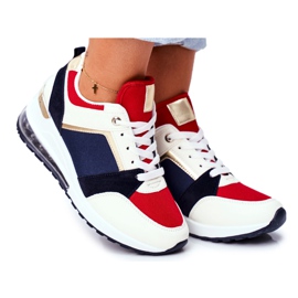 ADY Damen Sport Sneakers Red Sparks beige rot marineblau mehrfarbig