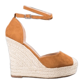 SHELOVET Hohe Espadrilles auf dem Keil braun