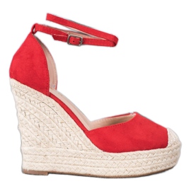 SHELOVET Hohe Espadrilles auf dem Keil rot