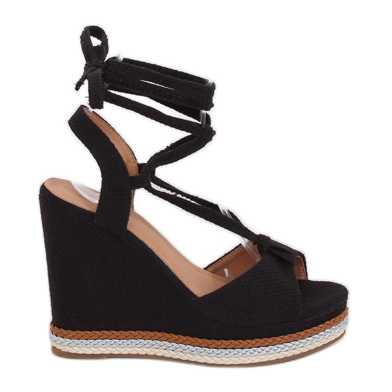 Schwarz GP07 Schwarze Keilsandalen