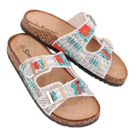 Scholki mit weißen Perlen CK133P Weiß mehrfarbig