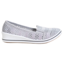 SHELOVET Durchbrochene Ballerinas grau