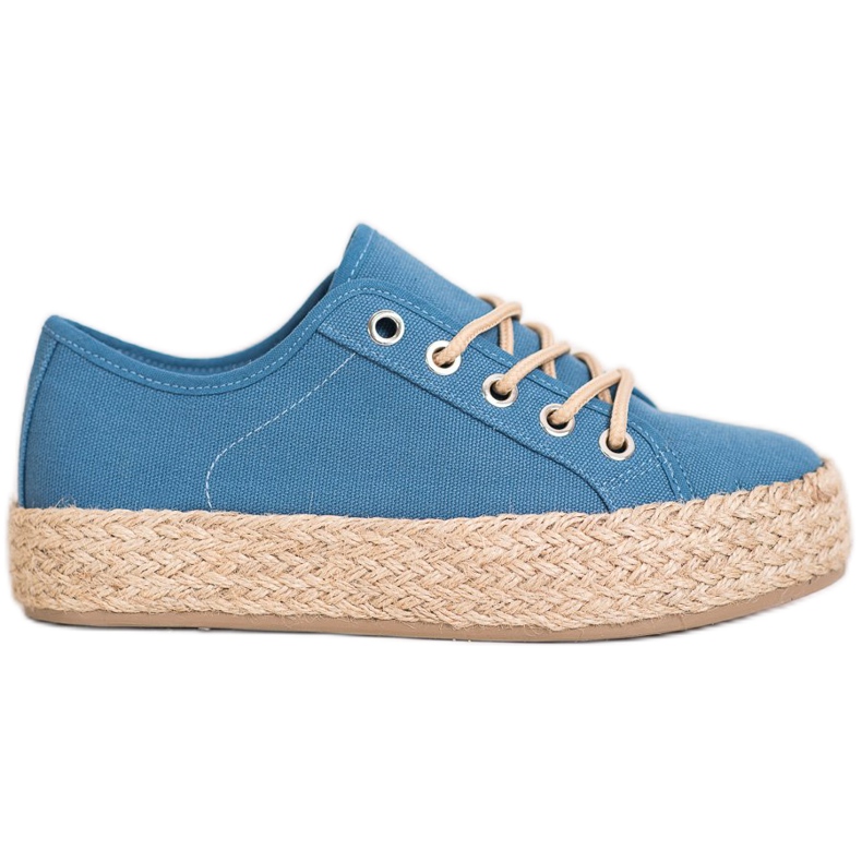 Kylie Turnschuhe auf einer Strohplattform blau