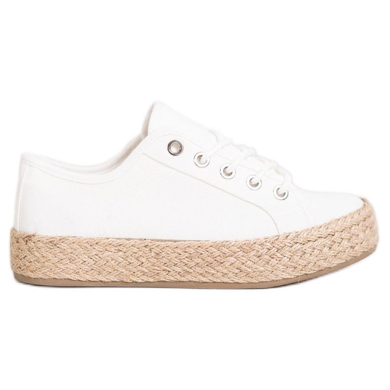 Kylie Turnschuhe auf einer Strohplattform weiß