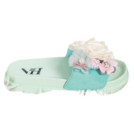 SHELOVET Wildlederhausschuhe mit Blumen grün